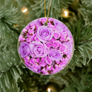 Lila Bukett med rosor Flower Julgransprydnad Keramik