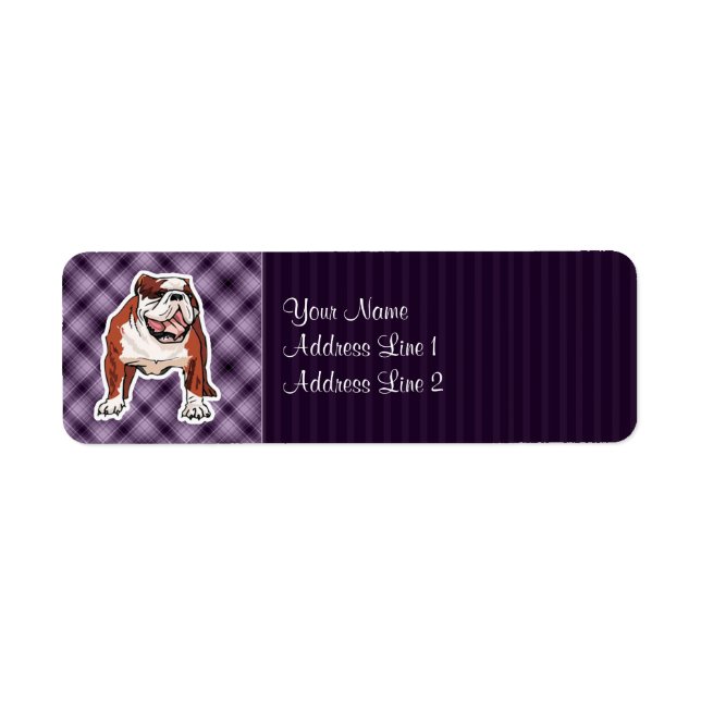 Lila Bulldog Returadress Etikett (Framsidan)