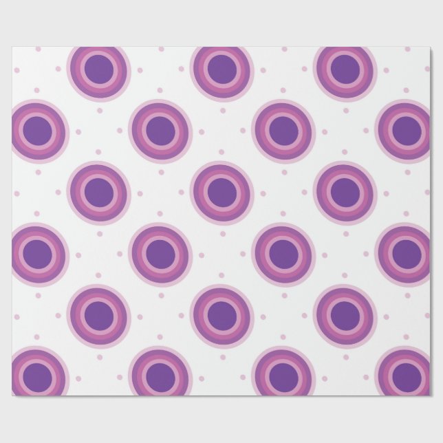 Lila Bullseye Target Polka Dottrunda cirklar Presentpapper (Platt)