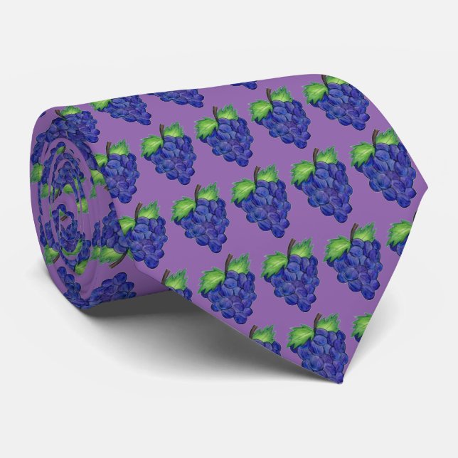 Lila Bunch of Grapes Fruit Grape Print Food Tie Slips (Rullad)