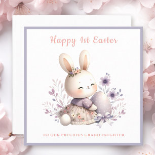 Lila Bunny Girl Granddotter 1st Påsk Card Kort