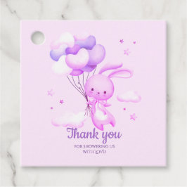 Lila Bunny Rabbit Baby Shower Tack Gåvor Etiketter