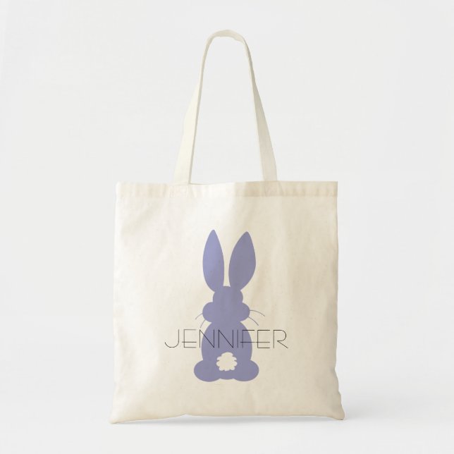 Lila Bunny Silhouette Påsk Personlig Tygkasse (Framsidan)