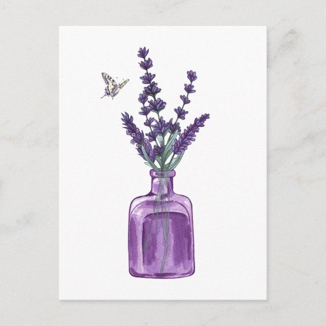 Lila buquet lavender vykort (Framsida)