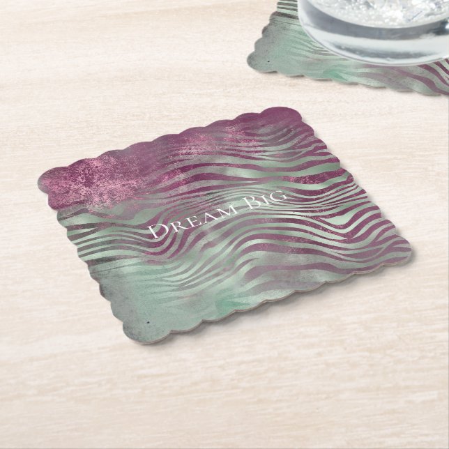 Lila Burgundy Aqua Mint Zebra Underlägg Papper (Vinklad)