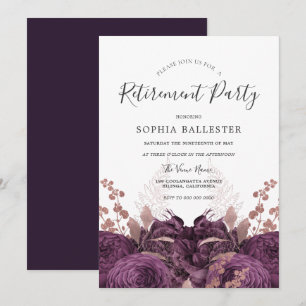Lila Burgundy Blommigt Elegant Pension Party Inbjudningar