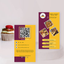 Lila Burgundy och Gult Bakery QR Code Branding
