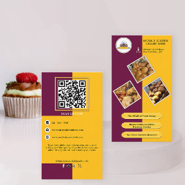 Lila Burgundy och Gult Bakery QR Code Branding Visitkort