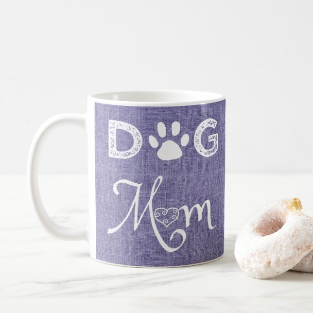 Lila Burlap Hund-kaffe Mamma-kaffe Mugg (Med munk)