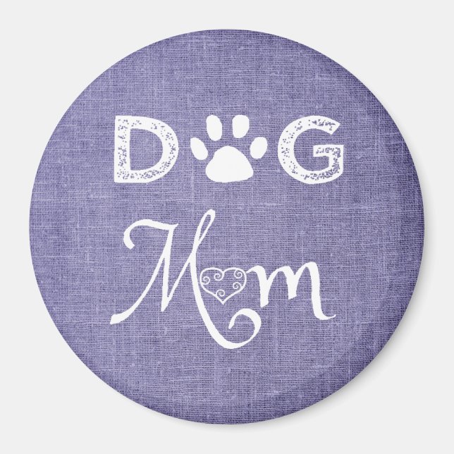 Lila Burlap Hund Mamma Magnet (Framsidan)