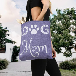 Lila Burlap Hund Mamma Tote Bag Tygkasse