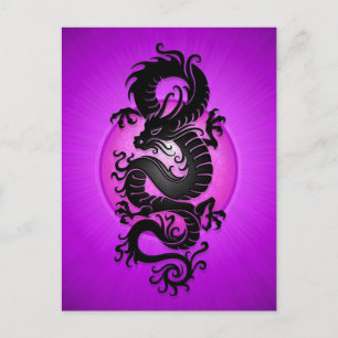 Lila Burst Chinese Dragon Vykort