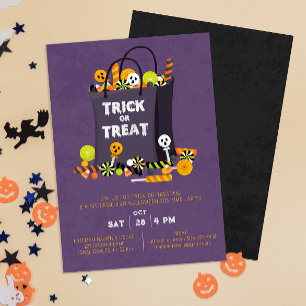 Lila Bus eller godis Kids Costume Party Inbjudan
