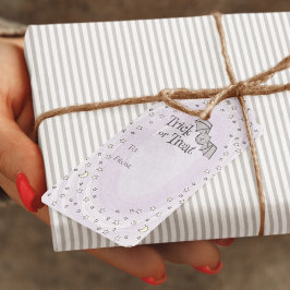 Lila Bus eller godis TO FRÅN Baby Halloween Presentetikett