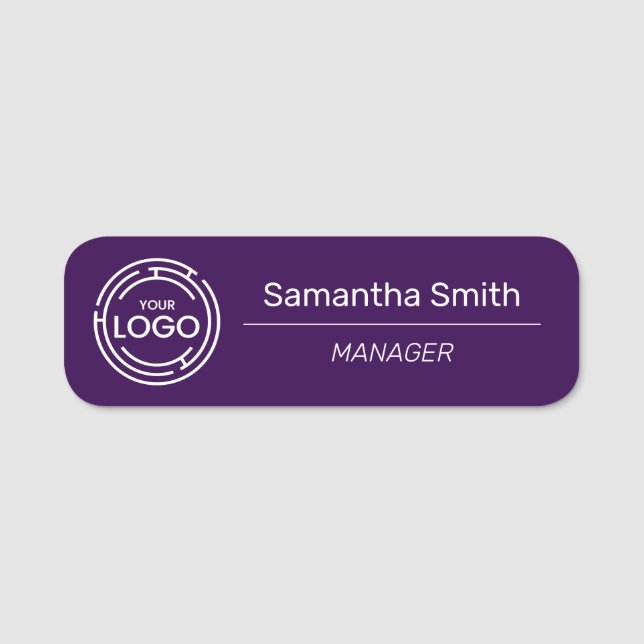 Lila Business Logotyp Employee Namnbricka (Framsida)