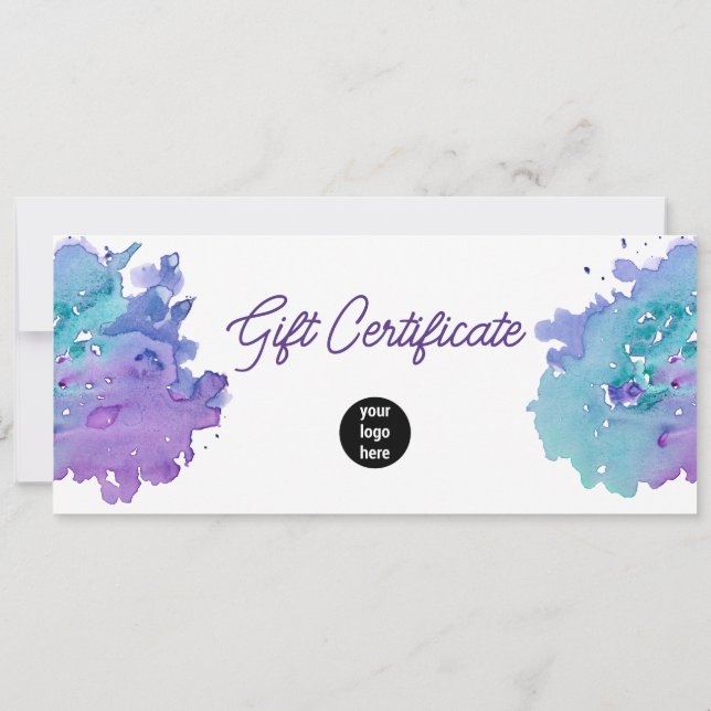 Lila Business Logotyp QR-kodsgåvocertifikat (Baksida)