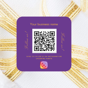 Lila business namn qr-kodinstagram fyrkantigt klistermärke