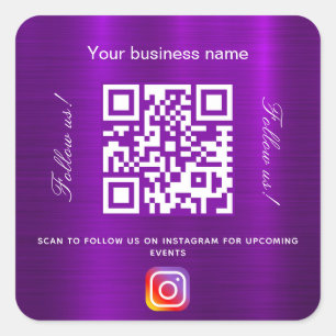 Lila business namn qr-kodinstagram fyrkantigt klistermärke