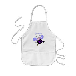 Lila Busy Bee Kid Artist Smock med Namn Barnförkläde