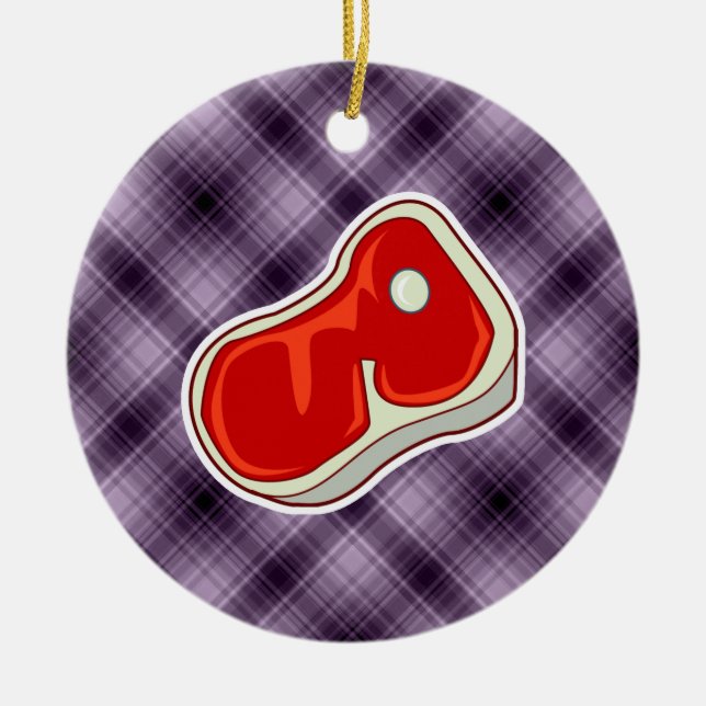 Lila Butcher's Steak Julgransprydnad Keramik (Framsidan)