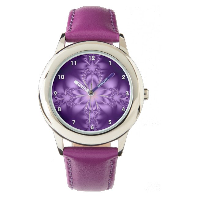 Lila butterblomma armbandsur (Framsida)