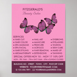 Lila Butterflies, Beautician, Beauty Salon Poster