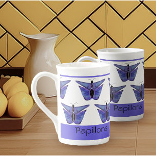 Lila butterflies benporslin mugg