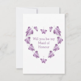Lila Butterflies Design Maid of honor-begäran Inbjudningar