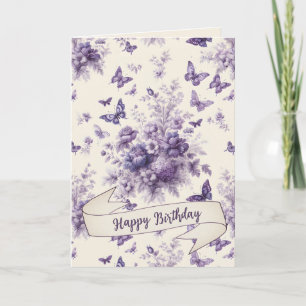 Lila Butterflies Fransk Land Toile Fleurie Kort