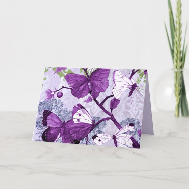 Lila Butterflies Greeting Card Kort (Framsida)