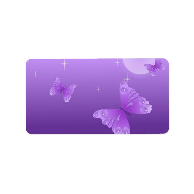 Lila Butterflies i Sol Adressetikett (Framsidan)