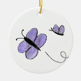 Lila Butterflies Julgransprydnad Keramik
