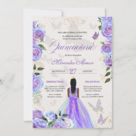Lila Butterflies Mariposa Quinceanera Inbjudningar