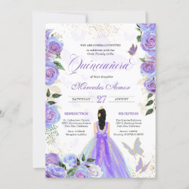 Lila Butterflies Mariposa Quinceanera Inbjudningar