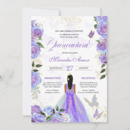 Lila Butterflies Mariposa Quinceanera Inbjudningar