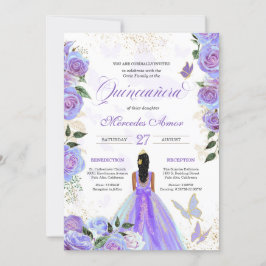 Lila Butterflies Mariposa Quinceanera Inbjudningar