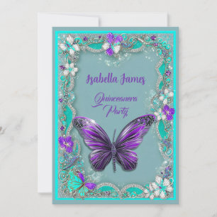 lila Butterflies modern lyxturkos Inbjudningar