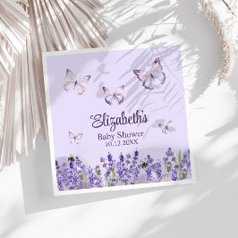 Lila Butterflies och Lavenders Baby Shower Pappersservett