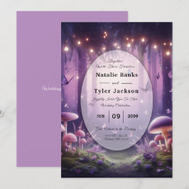 Lila Butterflies och Starlit Himmel Bröllop Inbjudningar