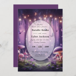 Lila Butterflies och Starlit Himmel Bröllop Inbjudningar