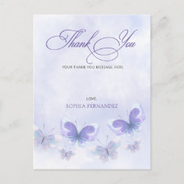 Lila Butterflies Quinceanera Tack Vykort