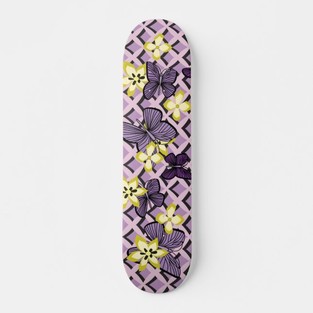 Lila Butterflies Skateboard Bräda 20,5 Cm (Framsida)