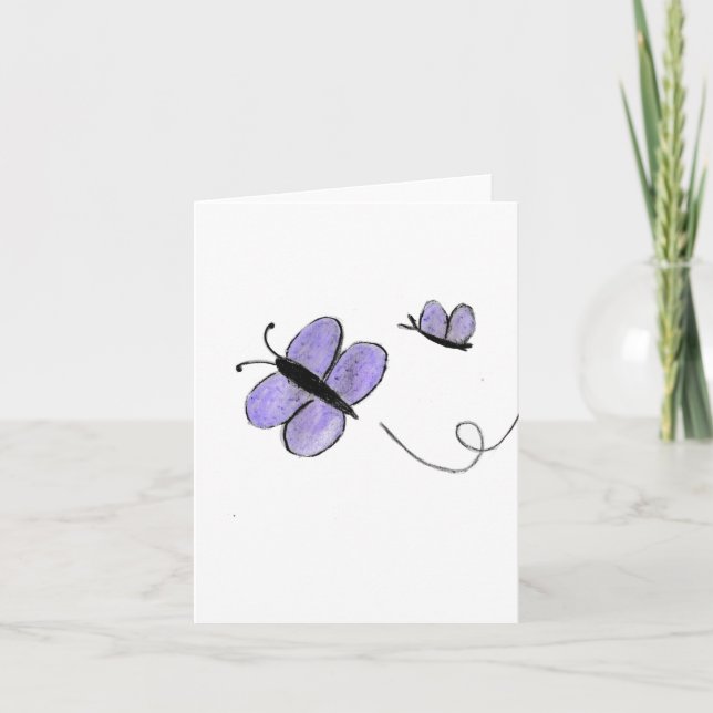 Lila Butterflies Tack Kort (Framsida)