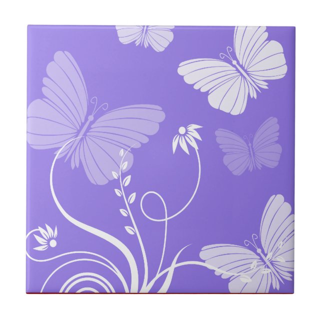 Lila butterflies Tile Kakelplatta (Framsidan)
