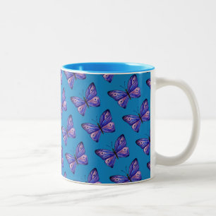 Lila Butterflies Two-Tone Mugg