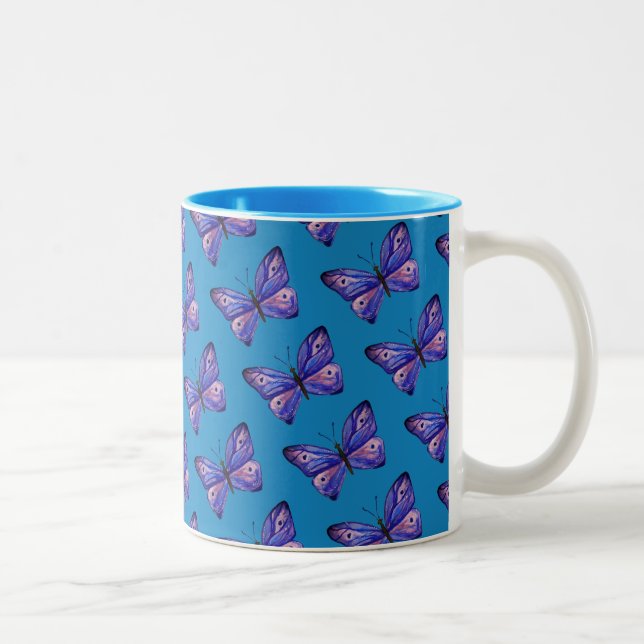 Lila Butterflies Two-Tone Mugg (Höger)