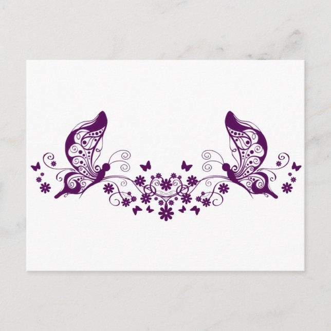 Lila Butterflies Vykort (Framsida)