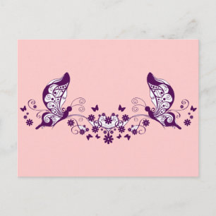 Lila Butterflies Vykort