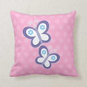 Lila Butterflies with Rosa Dots Pillow Kudde