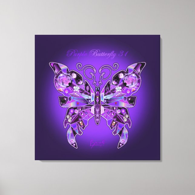 Lila Butterfly 31 bärbar dator Canvastryck (Framsida)